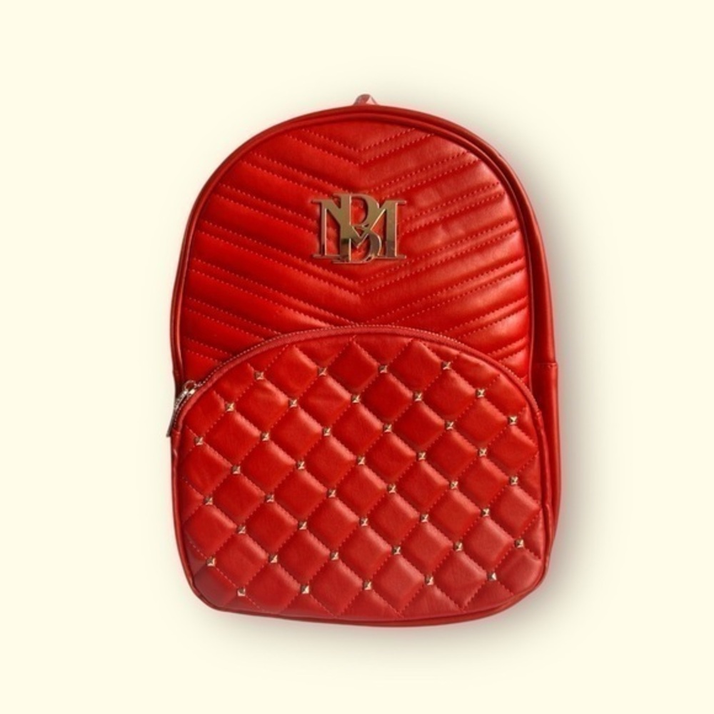 NWT Badgley Mischka Red Pocket Studded Backpack
